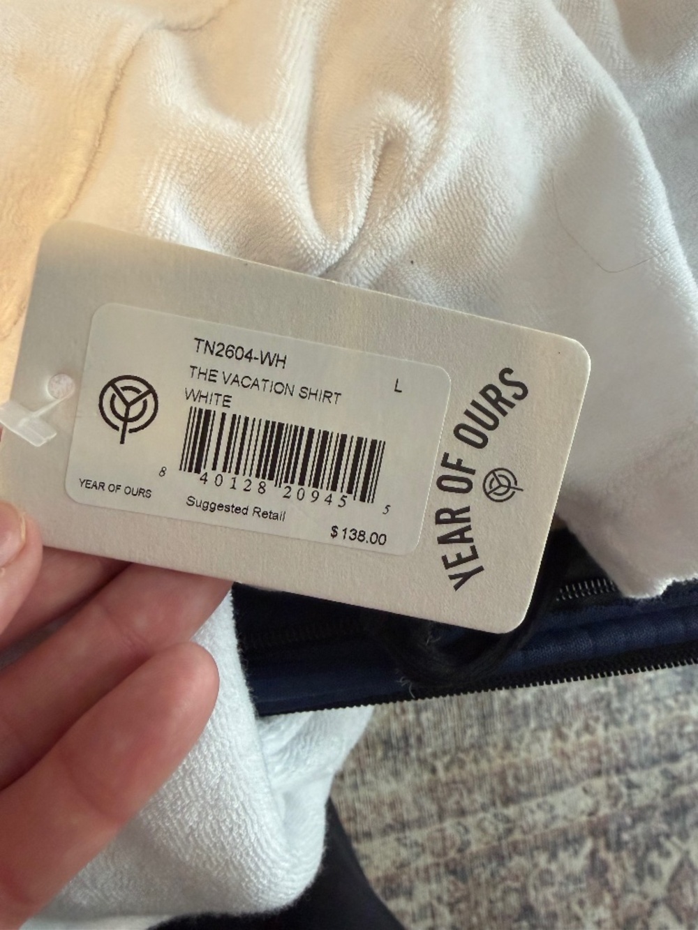 The Vacation Shirt by Year of Ours womens size large white Terry cloth NWT